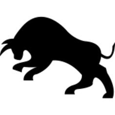 bull side view black animal shape