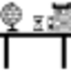 Teacher class desktop with books stack Earth globe and sand clock
