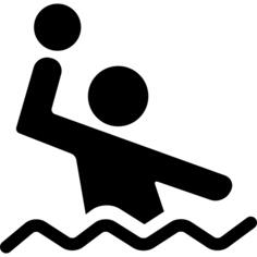 Waterpolo player with the balls in the water
