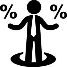 Businessman with percentages signs
