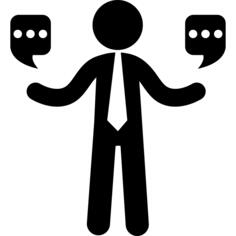 Businessman with chat bubbles