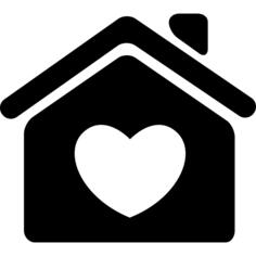 Birds home shape with a heart entrance