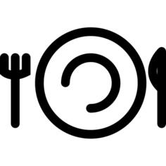 Fork, knife and plate outline