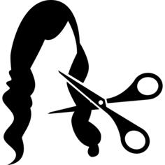 Scissors cutting long hair