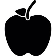 Apple with stem and leaf