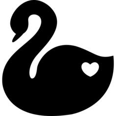 Swan with a heart symbol of fidelity