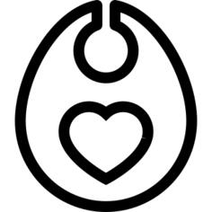 Baby bib with heart outline