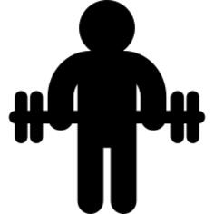 Gymnast silhouette standing with dumbbells