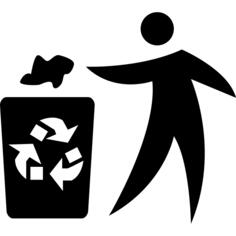 Man throwing paper in recycle container