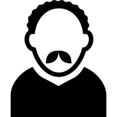 Adult man avatar with short curly hair and mustache