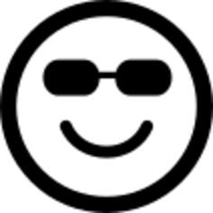 Happy smiling emoticon square face with sunglasses