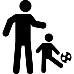 Father playing soccer with his son