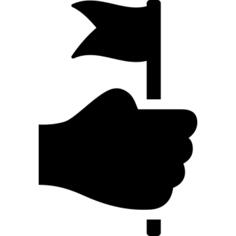 Hand holding up a flag