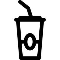 Paper cup with a drinking straw
