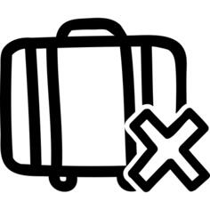 Cancel suitcase hand drawn interface symbol