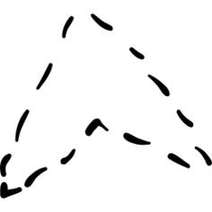 Navigation arrow with broken line