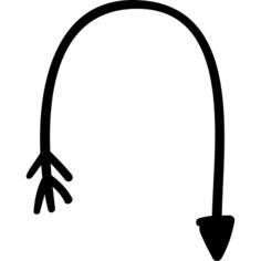 Curved downward arrow