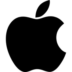 Apple black shape logo with a bite hole