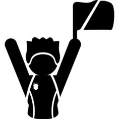 Football fan raising flag