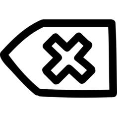 Undo arrow hand drawn symbol outline with a cross