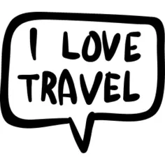 I love travel in handmade speech bubble