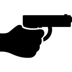 Hand holding up a gun