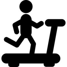 Person running on a treadmill silhouette from side view