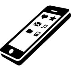 Cellphone perspective with apps icons on screen