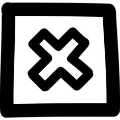 Cancel hand drawn cross in square button outline