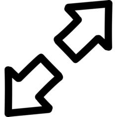 Expand hand drawn interface symbol of two opposite arrows outlines
