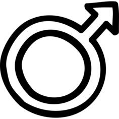 Male hand drawn symbol outline