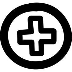 Plus sign button hand drawn circle and cross outlines