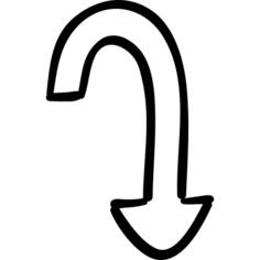 Curved downward arrow