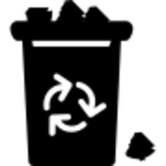 Garbage with recycle sign overflowing with trash