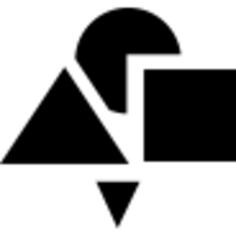 Geometric shapes group with down arrow