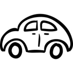 Car hand drawn rounded outlined vehicle from side view