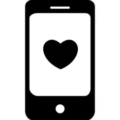 Heart on mobile phone screen