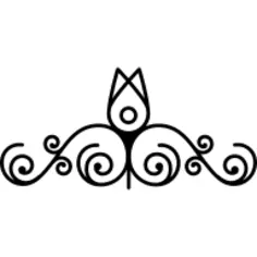 Floral designs with one flower on top of spirals in symmetry