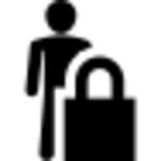 Man and locked padlock personal security symbol