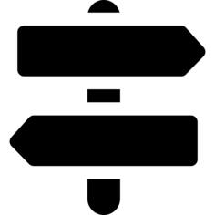 Right and left directional arrows signals on a pole