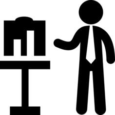 Businessman with stats graphic