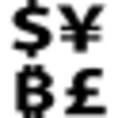 Bitcoin currency symbol with dollar yens and pounds signs