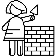 建立墙壁的妇女