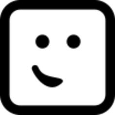 Emoticon face with the mouth at one side like a small smile in a rounded square