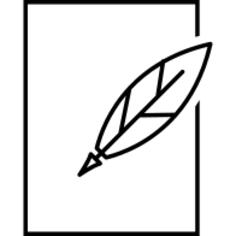 Feather pen and paper outline