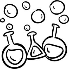 Halloween potions beverages bottles outlines with bubbles