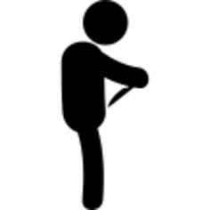 Man side silhouette with a knife pointing his body