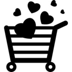 Shopaholic shopping cart with hearts