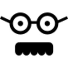 Male square face with glasses and mustache