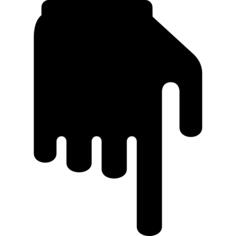 Black hand with finger pointing down
